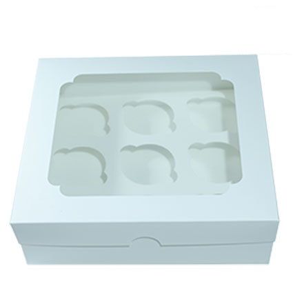 Коробка белая для капкейков с окном, 9 кап