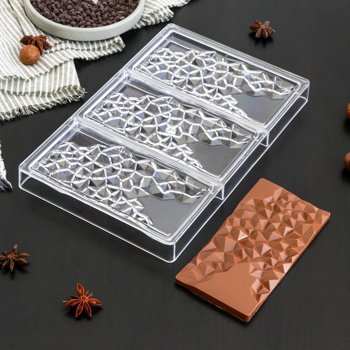 Форма для шоколада «Иней» 3 ячейки, 27,5×17,5×2,5 см, ячейка 15,3×7,5х0,8 см