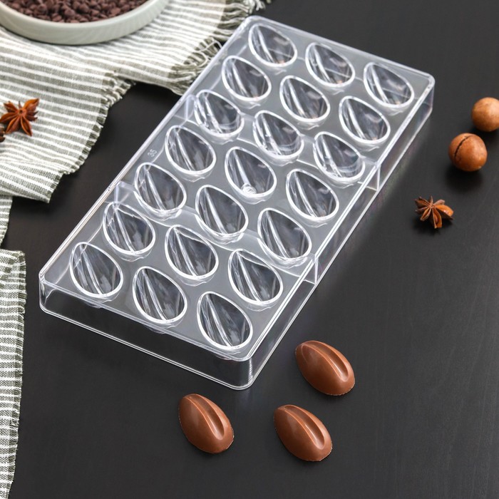 Поликарбонатная форма для конфет Шоколадное яйцо, 33х16,2 см, 21 ячейка