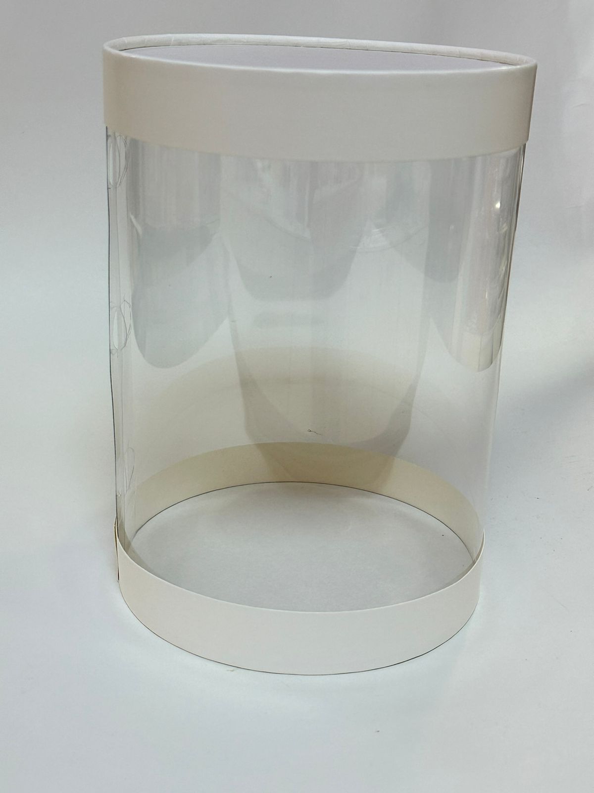 Коробка для торта прозрачная ТУБУС диам. 16 см, выс. 22 см (белая) НД