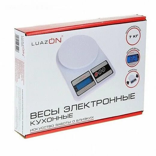 Весы LuazON LVK-704, электронные, кухонные, до 7 кг, от 2*АА (не в комплекте) 602993